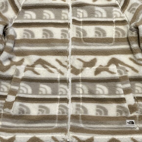 Women's The North Face Jacket SZ Large Printed Ridge Fleece Tan Full Zip Logo - Picture 3 of 11